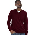 Men/Unisex Long Sleeve V-Neck Pullover - Burgundy